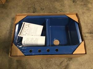 Waterbrook Dual Mount Composite Granite 33 in. 4-Hole Double Bowl Kitchen Sink in Cobalt by Mont Blanc Customer Returns See Pictures