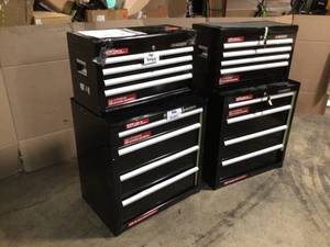Lot of 2 Husky 4-Drawer Tool Chest and 4-Drawer Rolling Cabinet One Unit with No Keys Customer Returns See Pictures