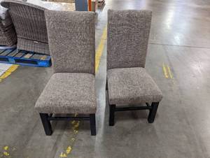 lot 237 image: Two Gray High Back Upholstered Dining Chairs