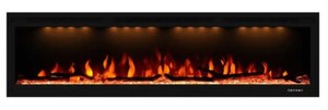 lot 306 image: Boyel Living 60 in. Recessed and Wall Mounted Electric Fireplace in Black for Living Room with Remote, VL-BI60.