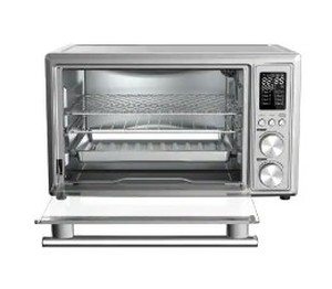 lot 345 image: Galanz 26 qt. 1800-Watt Stainless Steel 6-Slice with Air Fry Digital Toaster Oven, GTH12A09S2EWAC18.