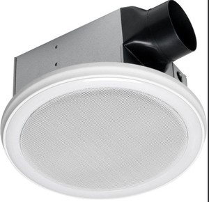 lot 348 image: Home Netwerks Decorative White 110 CFM Ceiling Mount Bluetooth Stereo Speakers Bathroom Exhaust Fan with LED Light, 7130-16-BT,