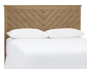 lot 351 image: Stylewell Fergus Patina Finish King Bed with Chevron Slats (77.17 in. W x 48 in. H). XMB2013-K.