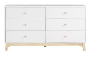 lot 352 image: Alaterre Furniture MOD 60 in. W 6-Drawer White Double Dresser 34 in. H x 60 in. W x 17.5 in. D. - Damaged Carton - No product damage noticed at damage points.
