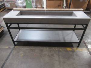 lot 333 image: Lleida 72 in. W x 22 in. D x 34 in. H Bath Vanity in Matt Black with Grey Natural Sintered Stone Top.