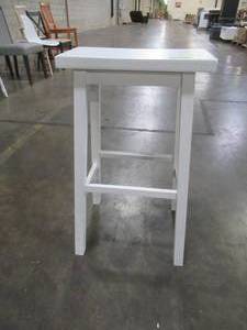 lot 367 image: StyleWell White Wood Saddle Backless Bar Stool (16.33 in. W x 29 in. H), SH0208169SGH03.