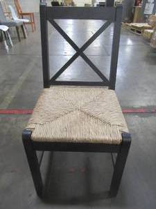 lot 368 image: Dorsey Black Wood Dining Chair with Cross Back and Rush Seat,17.72 in. W x 35.43 in. H. CH1902032-NBLK.