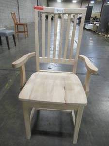 lot 371 image: International Concepts Unfinished Wood Mission Side Chair, 265A - Right arm Has broken Dowel.