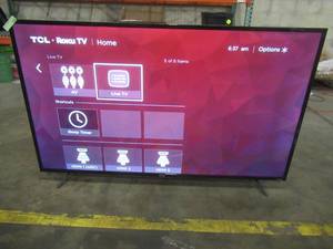 lot 382 image: TCL 65 Class 4-Series 4K UHD HDR Roku 2017 Smart TV - 65S405 With Remote - Scratch just above bottom center.