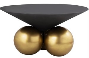 lot 392 image: Meridian Furniture Naples Cement Textured Top Coffee Table. Dimensions  30 W x 30 D x 15 H.- Scratches.