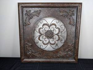 lot 49 image: Square Rustic Metal Floral Wall Dcor