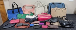 lot 57 image: Colorful Lot of Purses, Handbags, Clutches, Makeup Bags by Disney, Guess, DS, and More