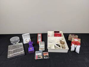 lot 47 image: Assortment of Costume Jewelry Rings, Pins, Necklaces, Bracelets and More