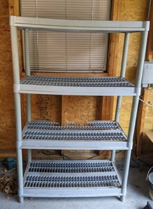 lot 103 image: 4-Tier Heavy Duty Plastic Shelving Unit