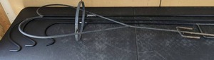 lot 94 image: Wrought Iron Outdoor Plant HangersHolders 3 Shepherds Hooks, 1 Heart Shaped Plant Pot Holder