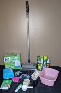 lot 256 image: Mixed Lot  Shark Cordless Sweeper, Lysol Multipurpose Steam Cleaning System, Windshield Wizard, Cleaning & Personal Hygiene Products
