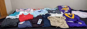 lot 124 image: Womens LXL Clothing NFL Vikings Apparel, MN Twins Jersey, Chicos, Tommy Hilfiger, Lands End, Under Armour, Duluth Trading, Columbia and More