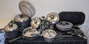 lot 85 image: Circulon, Chefmate, Pots, Pans, Lids, Splatter Guards, Colanders, Lid Organizer and More