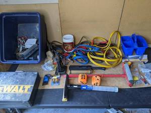 lot 215 image: Collection of Automotive Accessories, DeWALT DW952 Drill, Miscellaneous Hardware and Tools