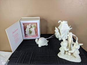 lot 13 image: Collection of Figurines Snowbunnies, Turtle Pulling Carriage and More