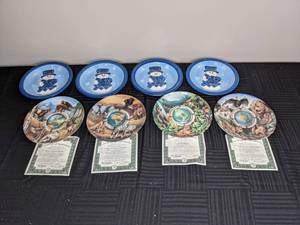 lot 296 image: A set of Four Libbey Snowman Bowls and a Set of World of Wildlife Decorative Plates