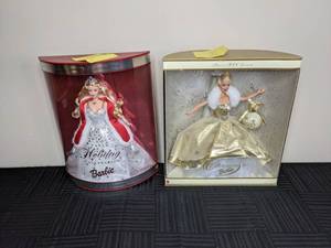 lot 278 image: NEW Vintage Mattel Special Edition 2000 Celebration Barbie and Special Edition 2001 Holiday Celebration Barbie