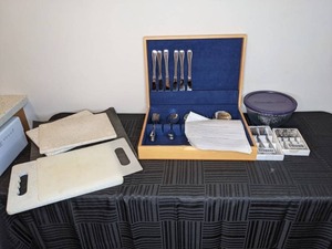 lot 193 image: Collection of Flatware from Wallace Silversmiths and Ikea, Cutting Boards, Pyrex