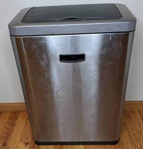 lot 220 image: Touch Free Open 12.4 Gallon Stainless Steel Trash Can