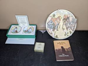 lot 307 image: The Heirloom Tradition In Disgrace and The Reward 50th Anniversary Collectors Edition by Bessie Pease Gutmann Decorative Plates, Collectors Guild Pieces by David Winter Plaque and Snow Babies Star Bright