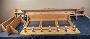 lot 329 image: Assortment of Wood Shelves, Hooks and Quilt Rack
