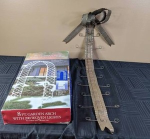 lot 331 image: Decorative Holiday Card Holder and Garden Arch with Lights