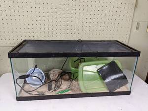 lot 99 image: 30-Inch Reptile Aquarium with Heating Pad, Lights and Accessories