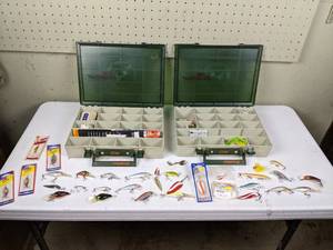 lot 13 image: Two Tackle Boxes with Fishing Supply, Lures and Spinner Baits