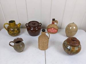 lot 89 image: Collection of (7) Decorative Bottles and Pots with Lids
