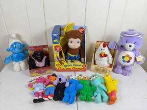 lot 49 image: Vintage Collection of Splish Splash Curious George, Cornelius Dancing Chicken, Various Tyco Sesame Street Stuffed Beanies and More