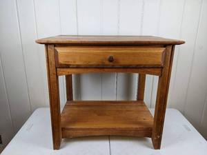 lot 79 image: Single Drawer and Shelf Real Wood Square End Table