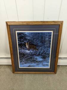 lot 74 image: Fox in the Snow Wildlife Animal Framed Art