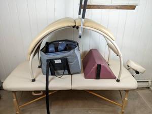 lot 9 image: Professional Contoured Body Cushions, Golden Ratio Woodworks Portable Massage Table, Body Bridge by Arch-eez