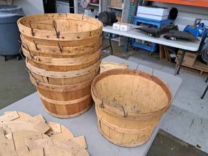 Lot of (6) Wood Baskets w (7) Wood Basket Lids
