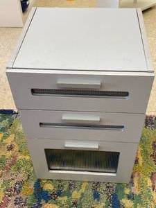 lot 335 image: Modern Gray 3 Drawer Side Table, Night Stand