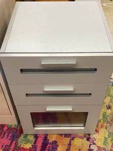 lot 342 image: Modern Gray 3 Drawer Nightstand, Side Table
