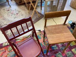 lot 126 image: Wooden Chair and Wooden Folding Chair