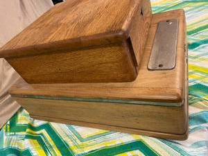 lot 472 image: Antique Wood Cash Drawer and Safekeeping Box