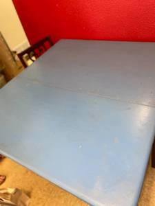 lot 158 image: Painted Wood Drop Leaf Table and 2 Chairs