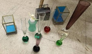 lot 58 image: Several Glass Bubble Ball Stem Vases and More