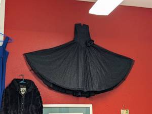 lot 68 image: Black Strapless Dress wFull Skirt