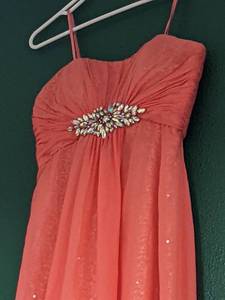 lot 70 image: Strapless Coral Formal Dress