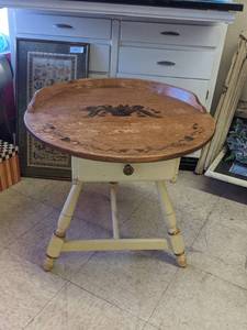 lot 14 image: Antique Table with Attached Tray Top