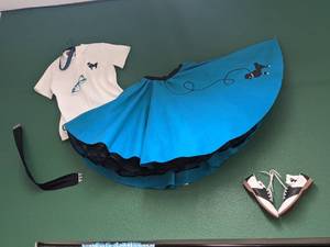 lot 61 image: 50s Poodle Skirt, Top, Saddle Shoes, Glasses & Belt