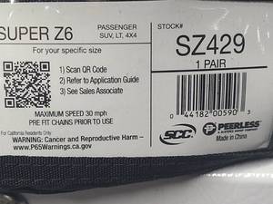 lot 18 image: Security Chain Company SZ429 Super Z6 Cable Tire Chain for Passenger Cars, Pickups, and SUVs - Set of 2